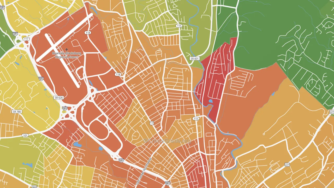 Preston Park, Roanoke, VA Map of Murder Rates