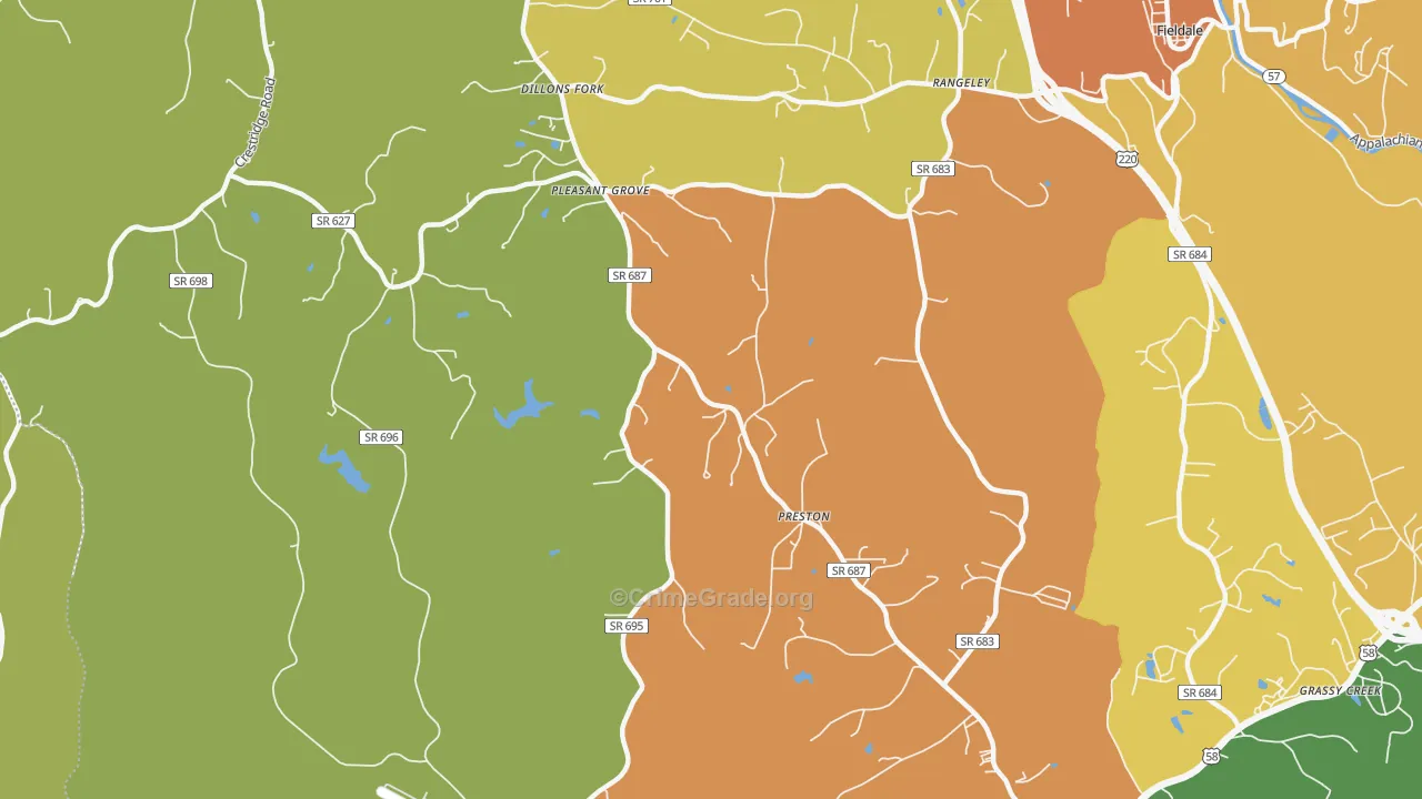Preston, VA Map of Murder Rates
