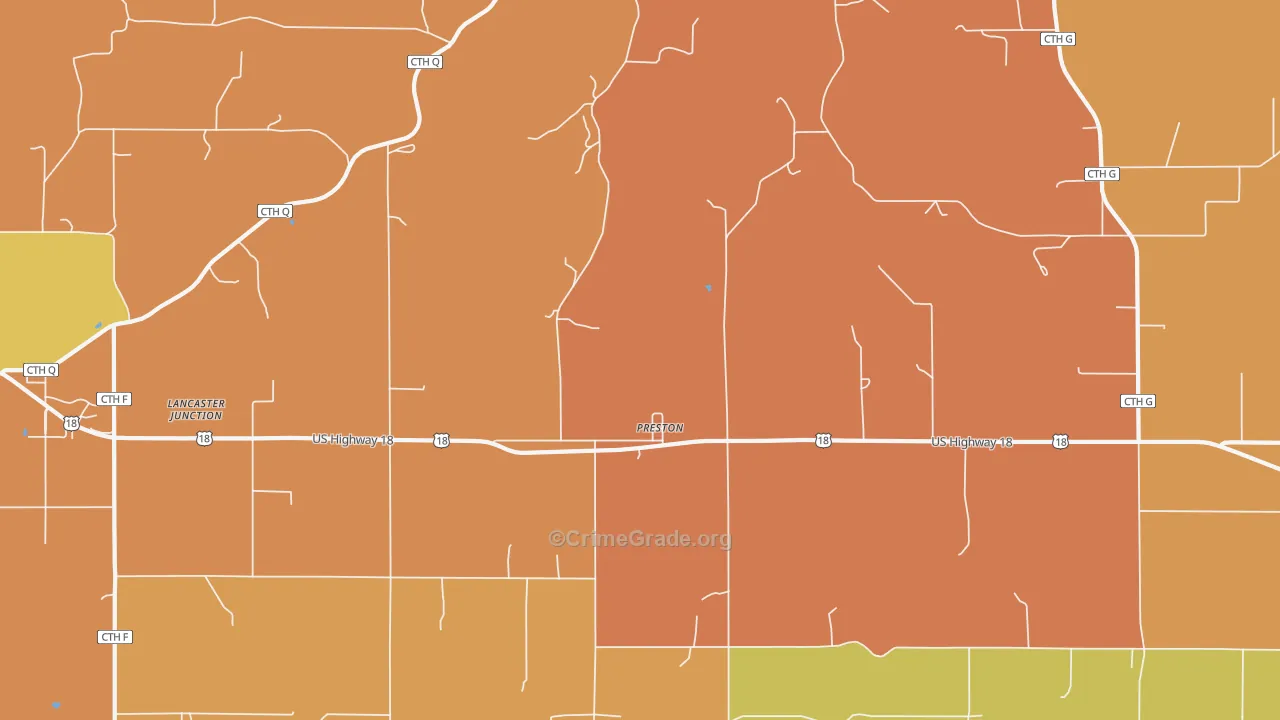 Preston, WI Map of Murder Rates