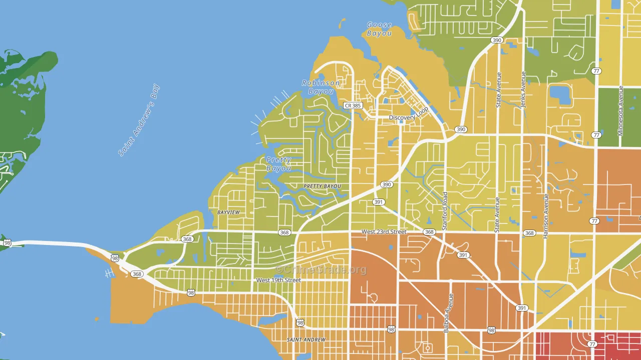 Pretty Bayou, FL Map of Murder Rates