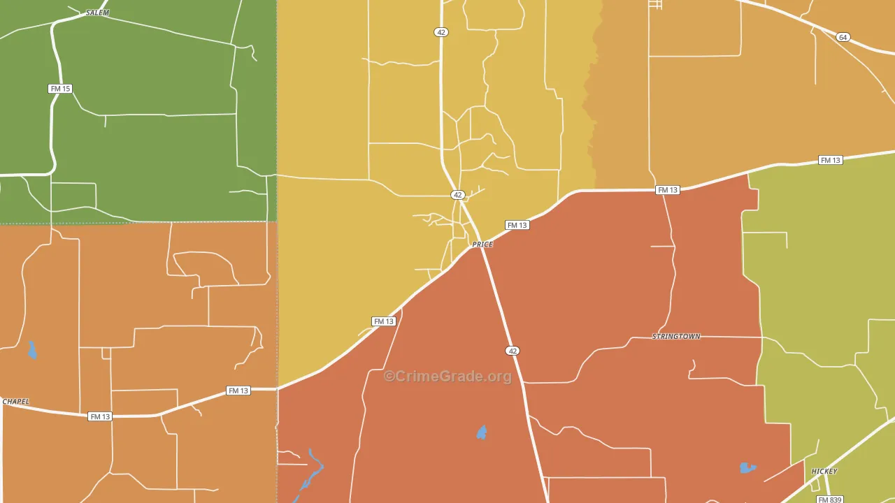Price, TX Map of Murder Rates