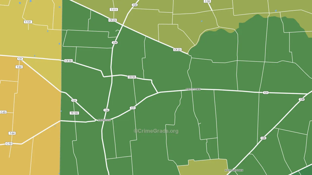 Pricetown, OH Map of Murder Rates