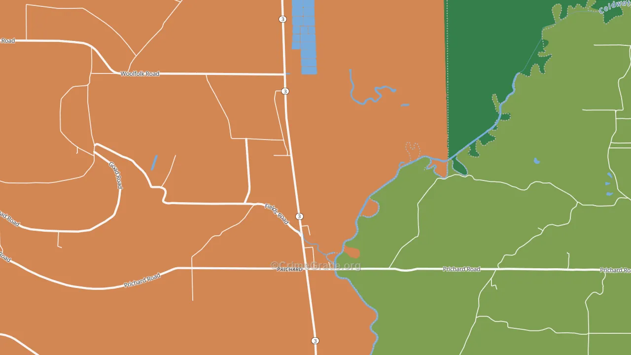 Prichard, MS Map of Murder Rates