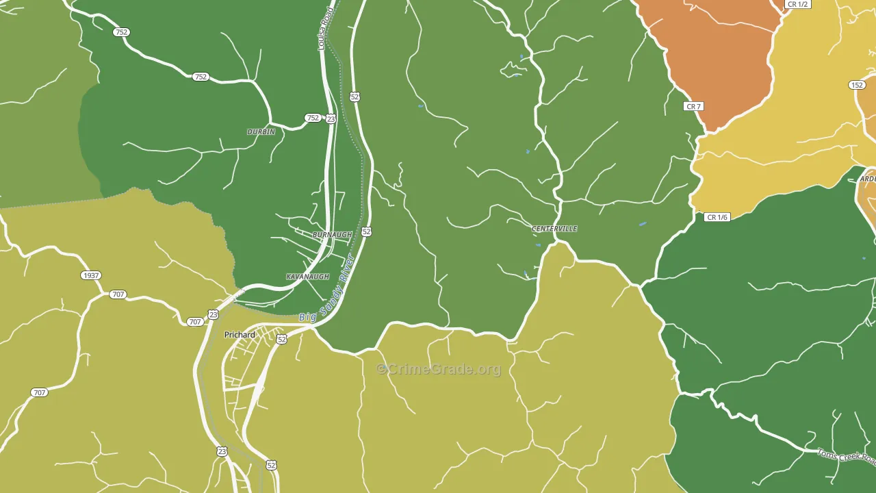 Prichard, WV Map of Murder Rates