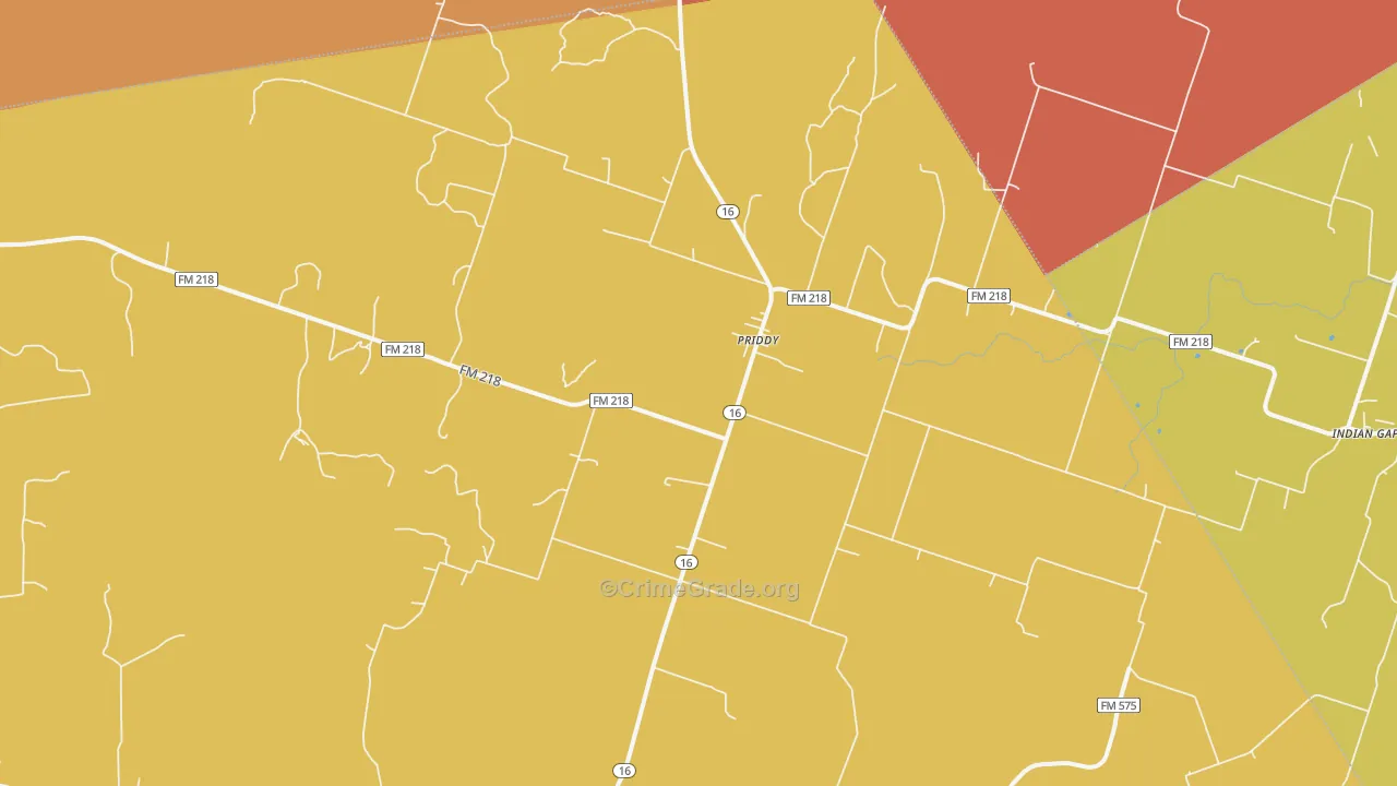 Priddy, TX Map of Murder Rates