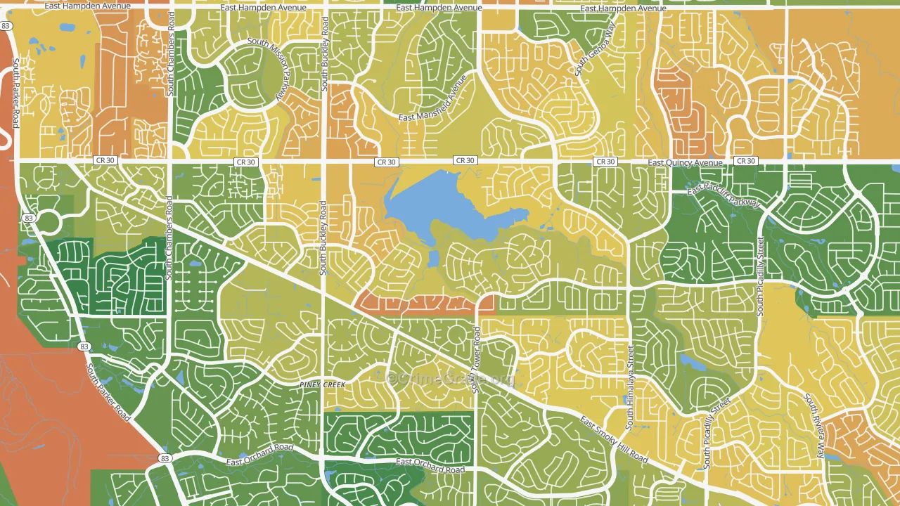 Prides Crossing, Aurora, CO Map of Murder Rates