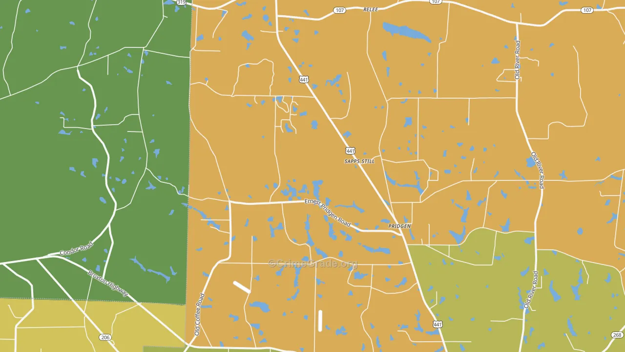 Pridgen, GA Map of Murder Rates