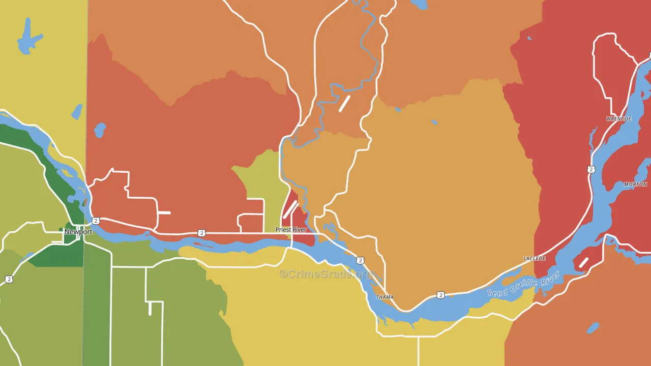 Priest River, ID Map of Murder Rates