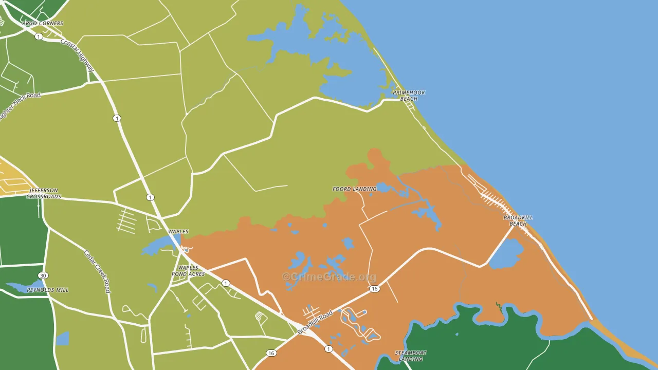Primehook Beach, DE Map of Murder Rates