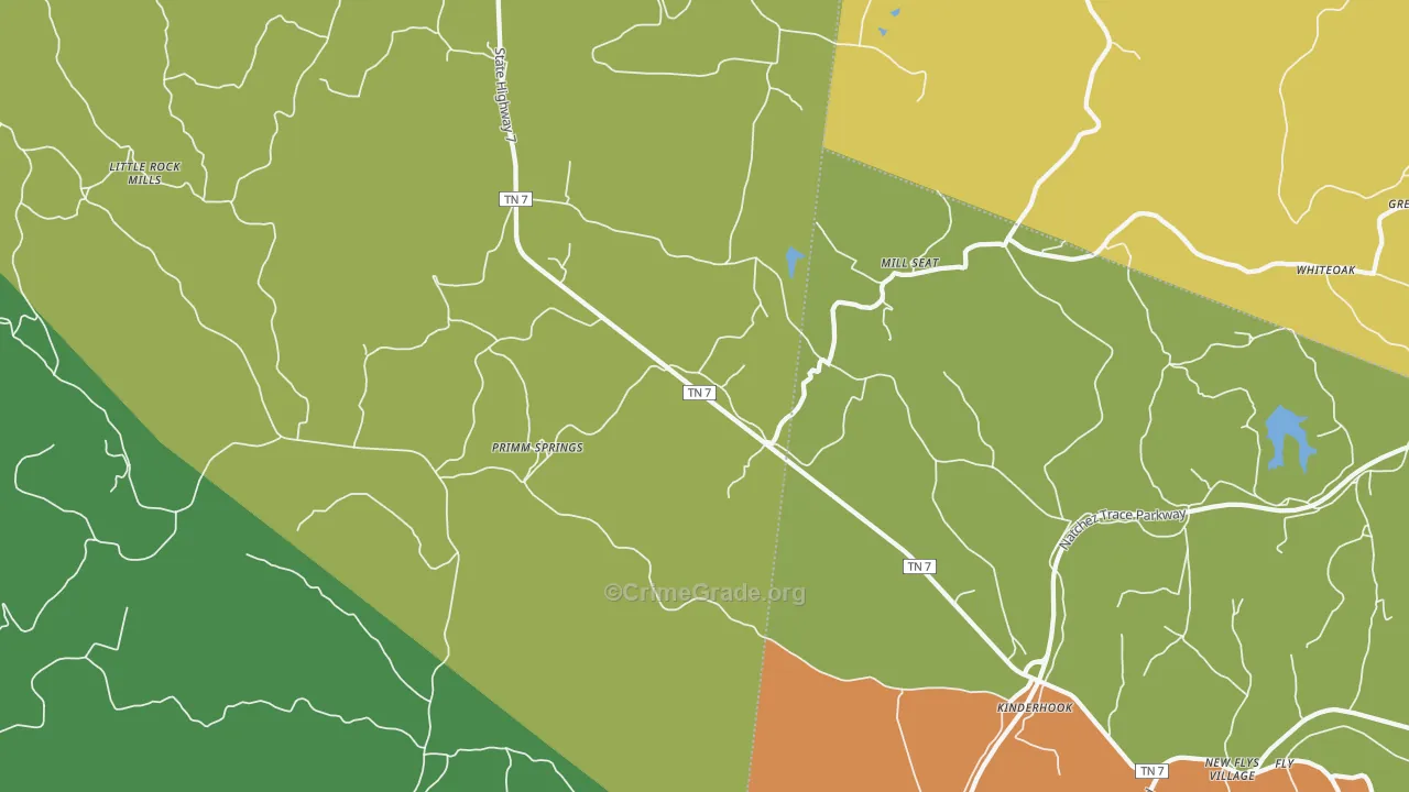 Primm Springs, TN Map of Murder Rates