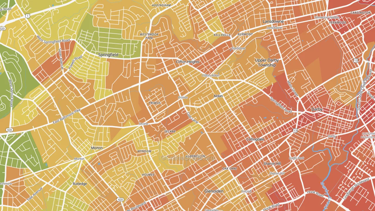 Primos, PA Map of Murder Rates