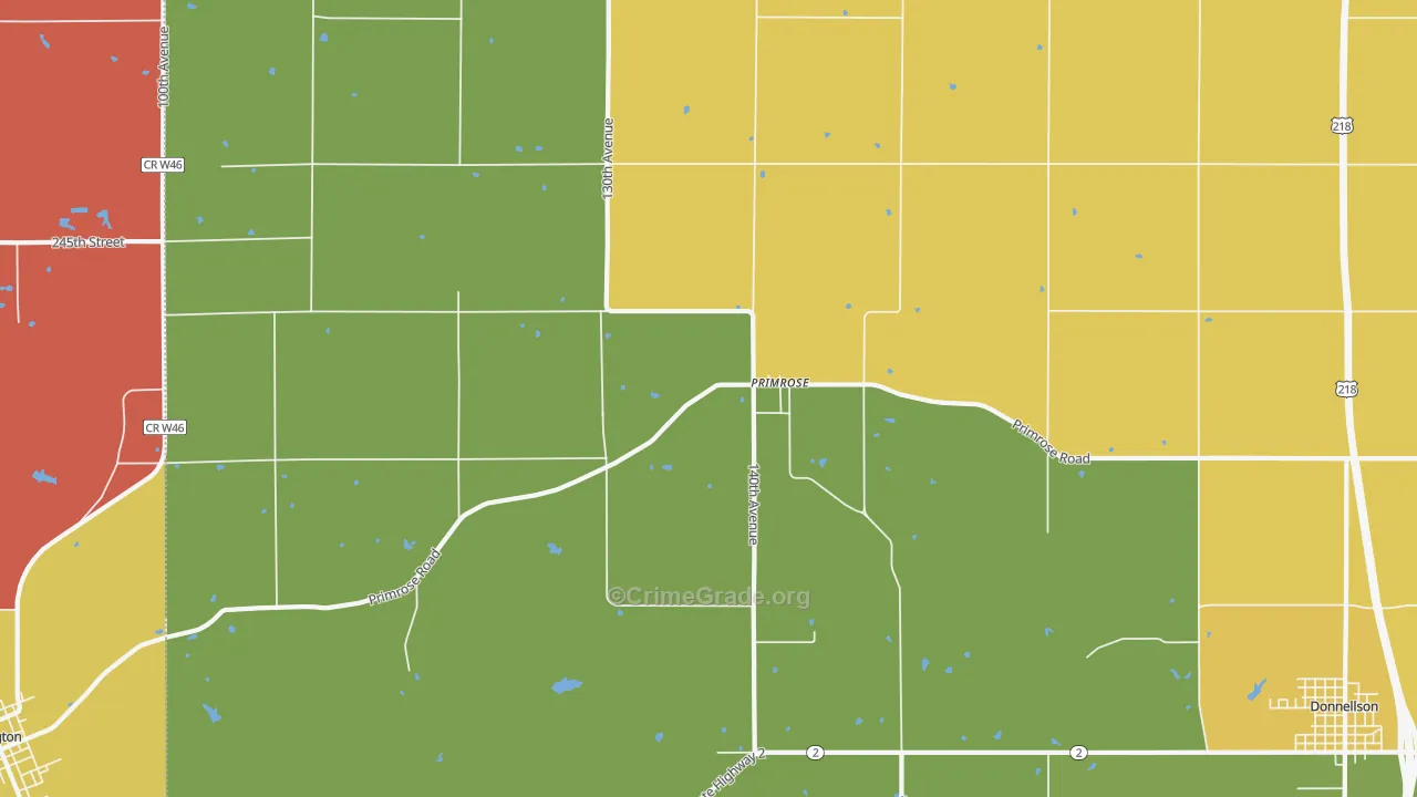 Primrose, IA Map of Murder Rates