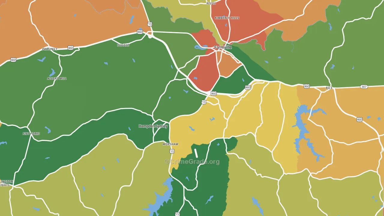 Prince Edward County, VA Map of Murder Rates
