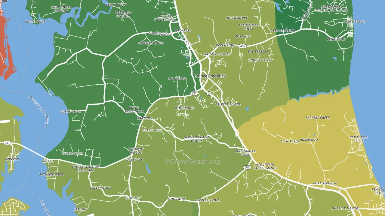 Prince Frederick, MD Map of Murder Rates