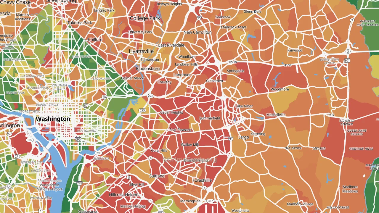 Prince George's County, MD Map of Murder Rates