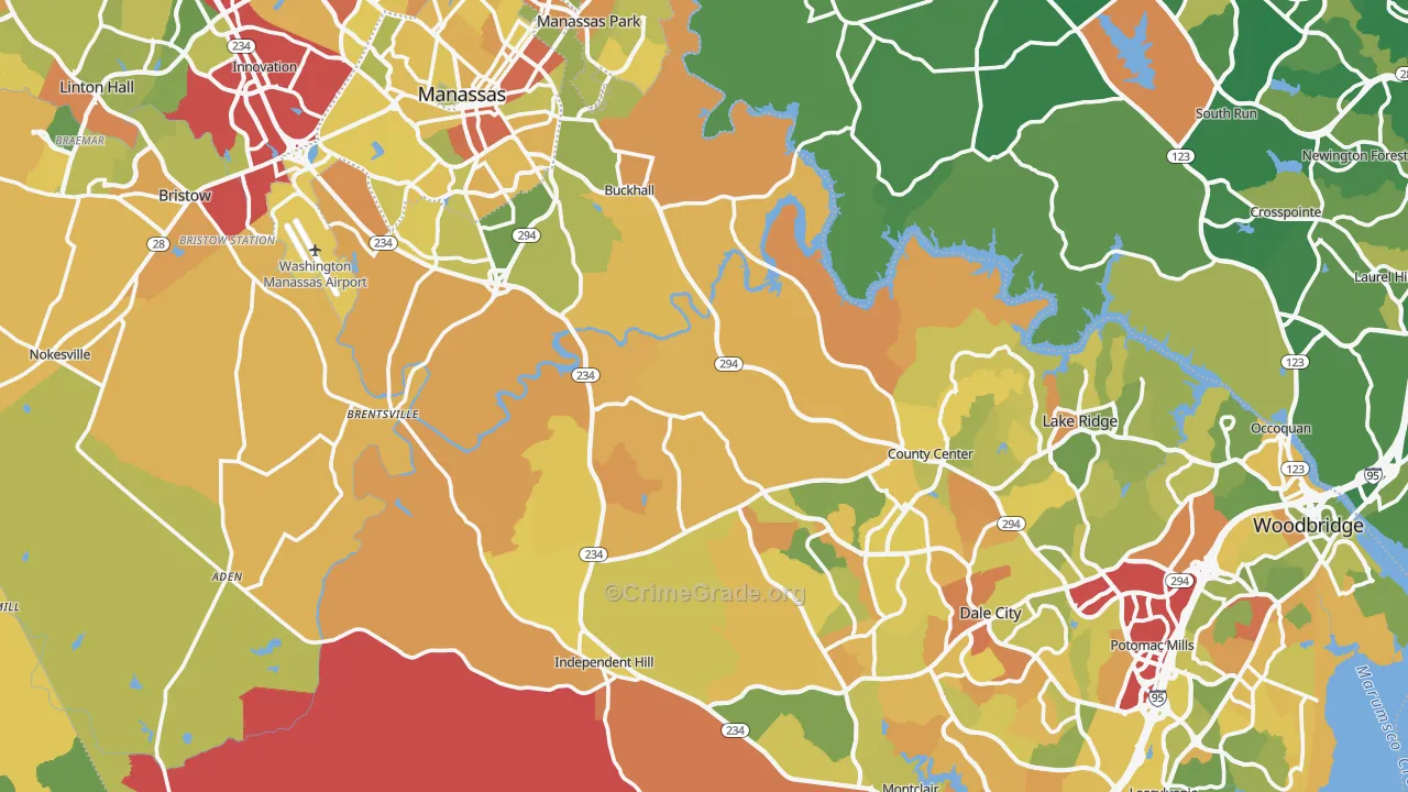 Prince William County, VA Map of Murder Rates