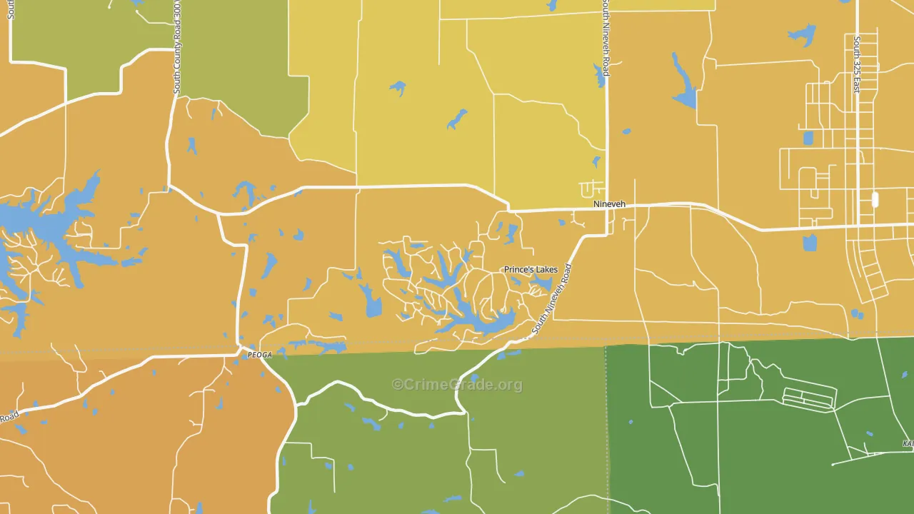 Princes Lakes, IN Map of Murder Rates