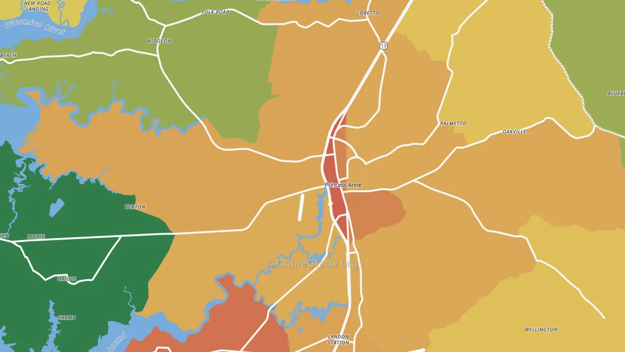 Princess Anne, MD Map of Murder Rates