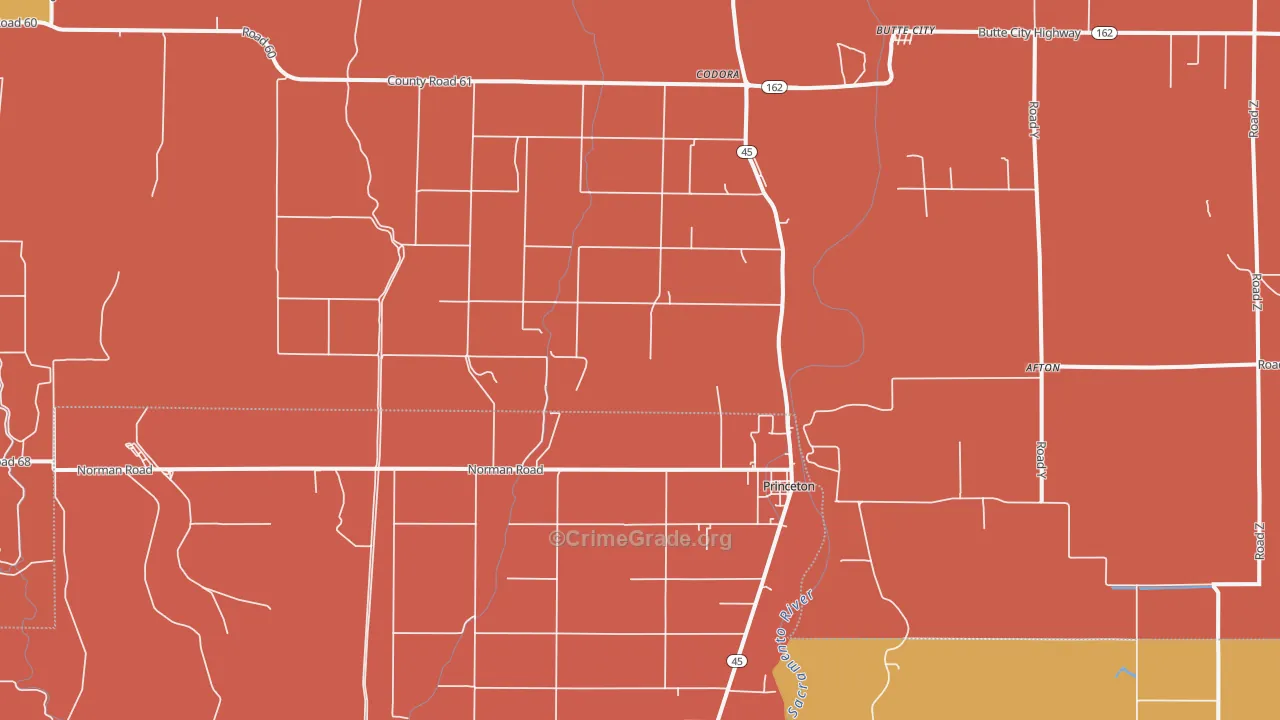 Princeton, CA Map of Murder Rates