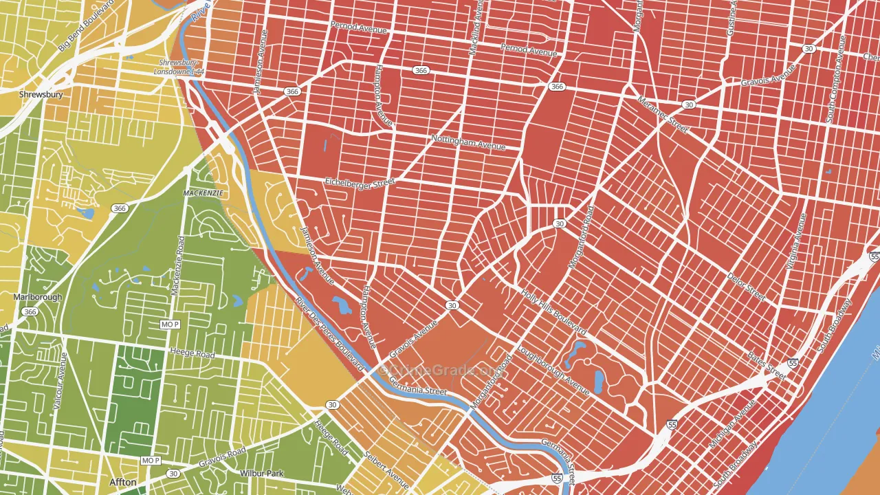 Princeton Heights, St. Louis, MO Map of Murder Rates