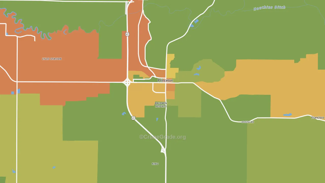 Princeton, IN Map of Murder Rates