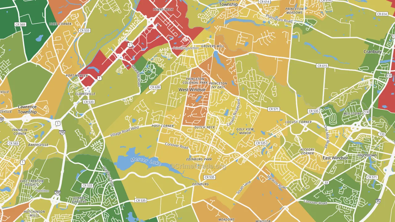 Princeton Junction, NJ Map of Murder Rates