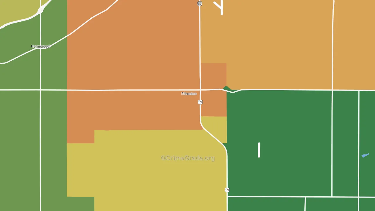 Princeton, KS Map of Murder Rates