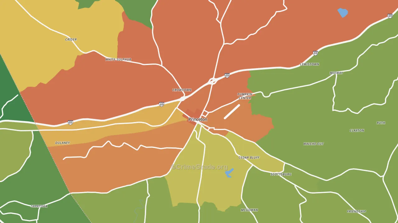 Princeton, KY Map of Murder Rates