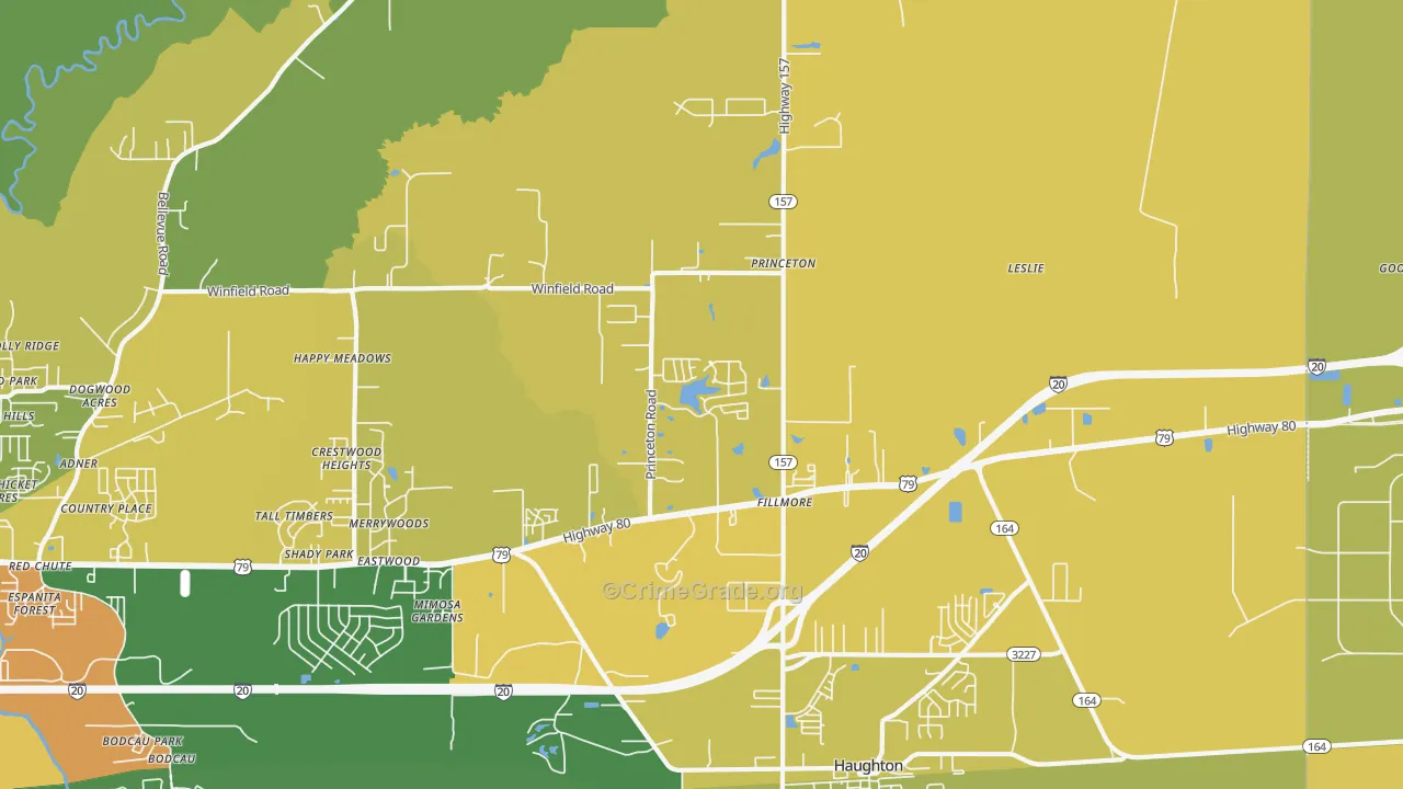 Princeton, LA Map of Murder Rates