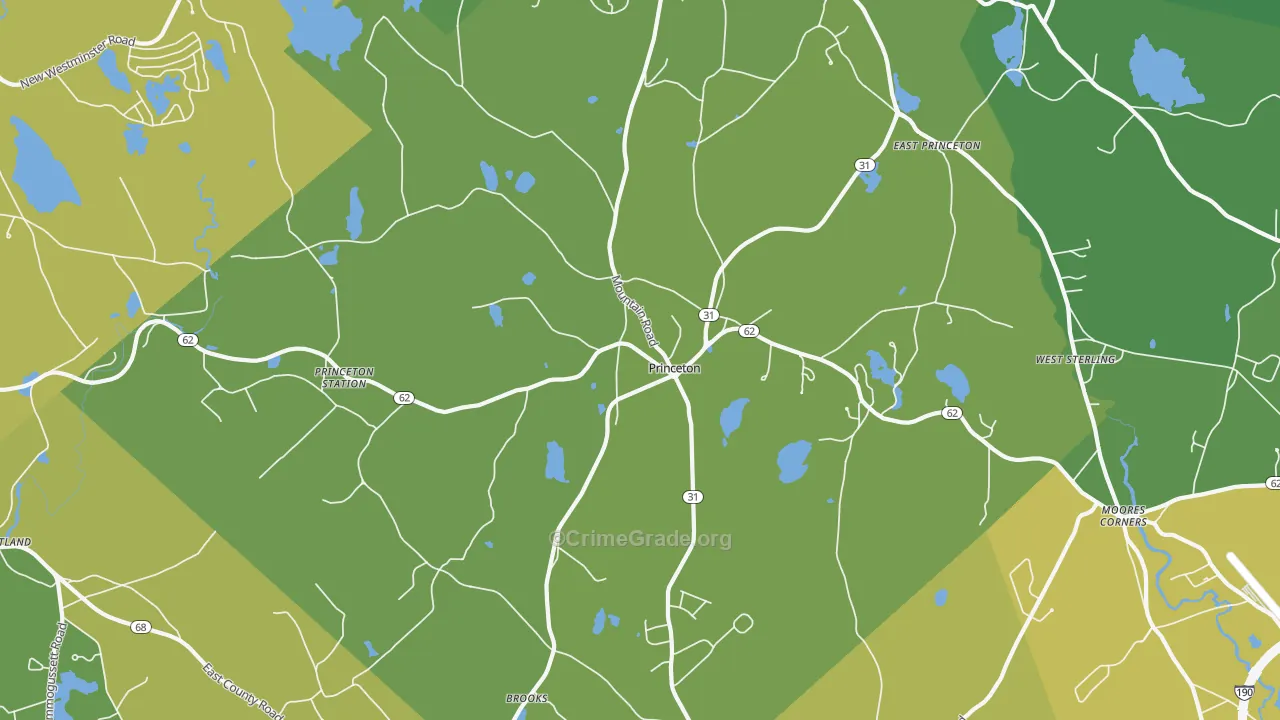 Princeton, MA Map of Murder Rates