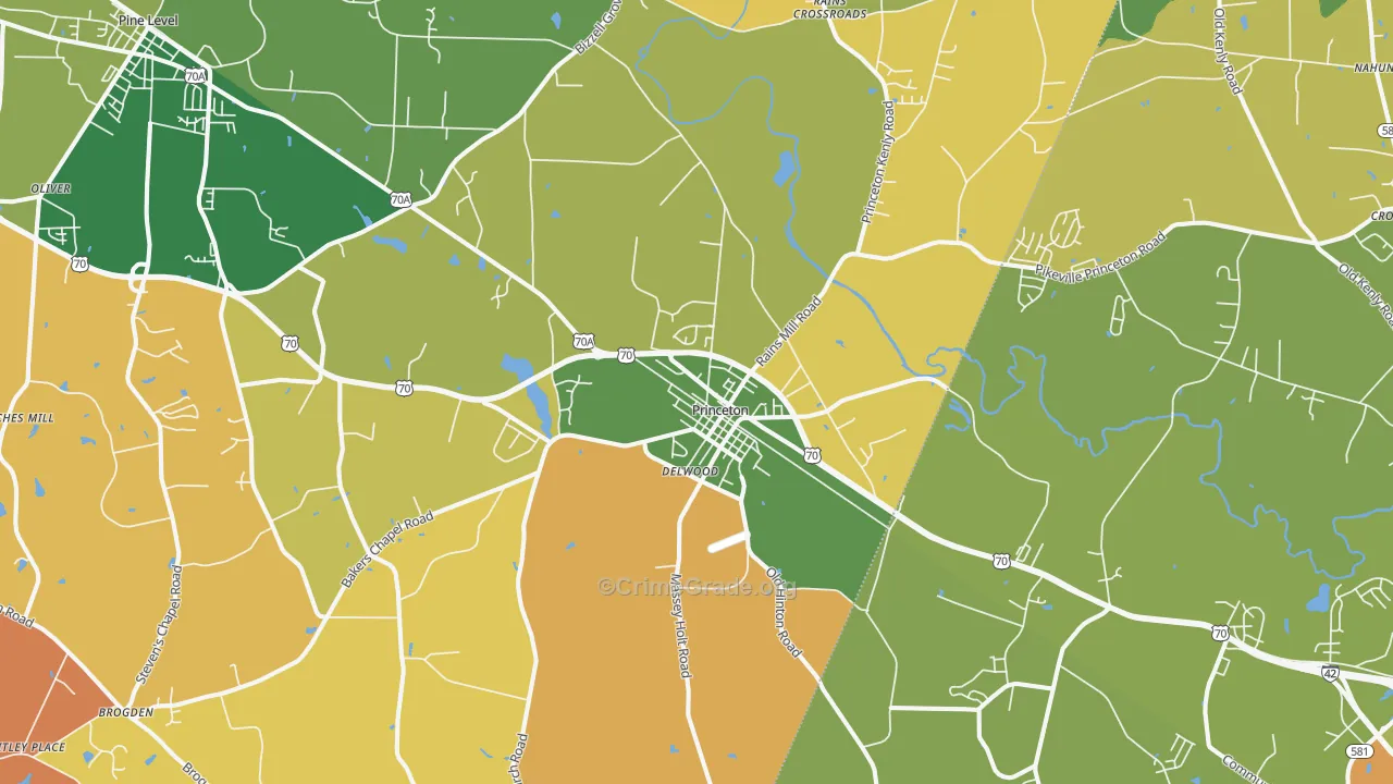 Princeton, NC Map of Murder Rates