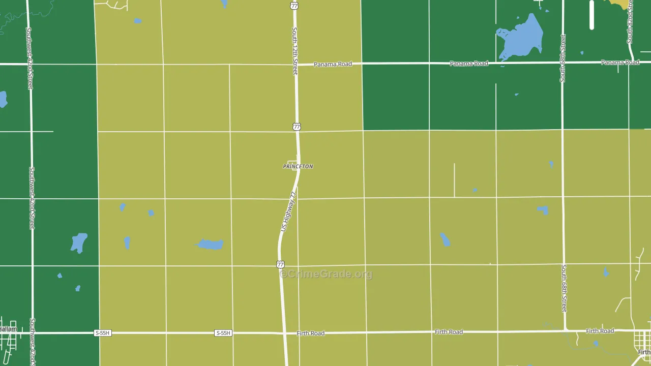 Princeton, NE Map of Murder Rates