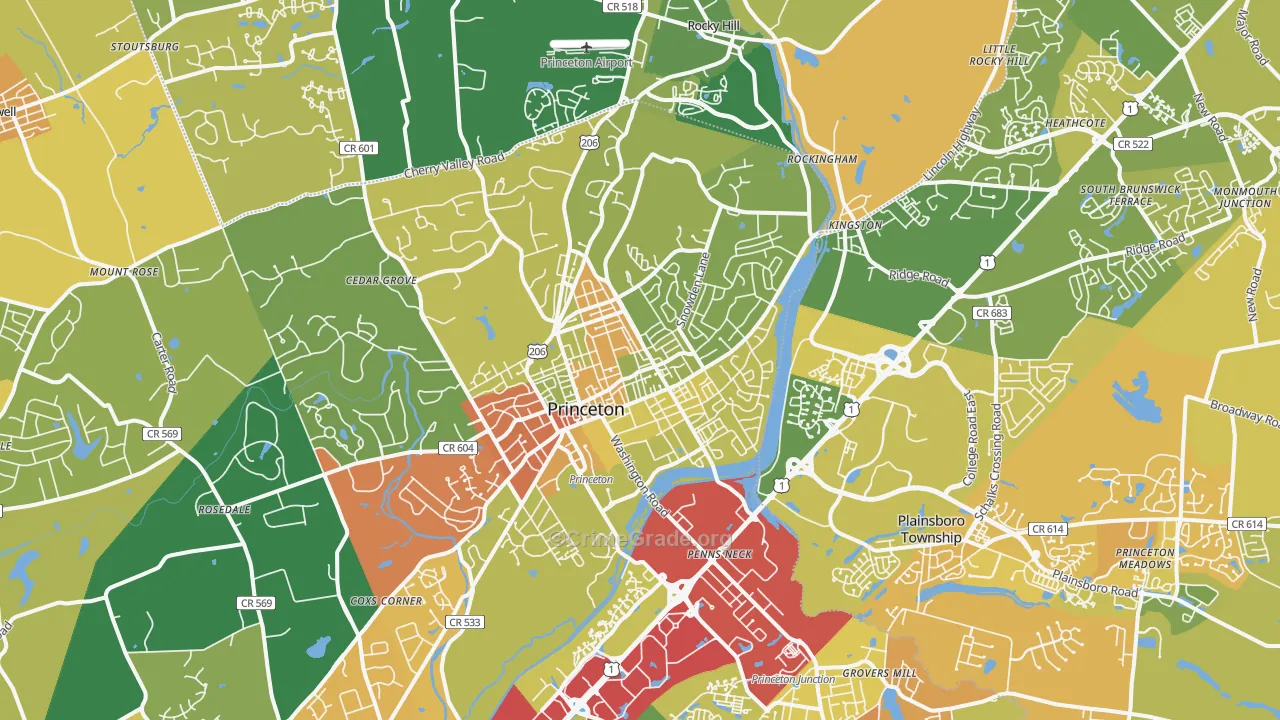 Princeton, NJ Map of Murder Rates