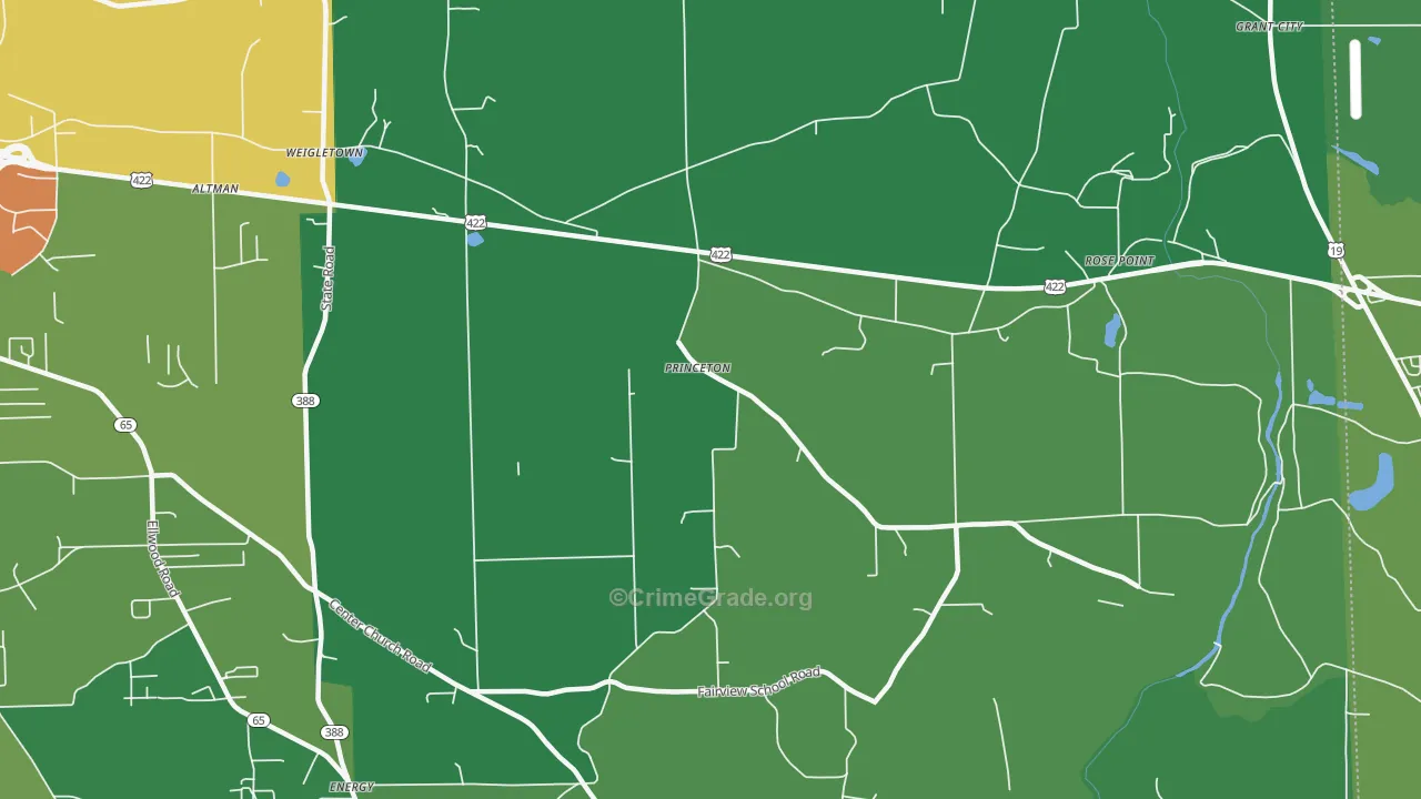 Princeton, PA Map of Murder Rates