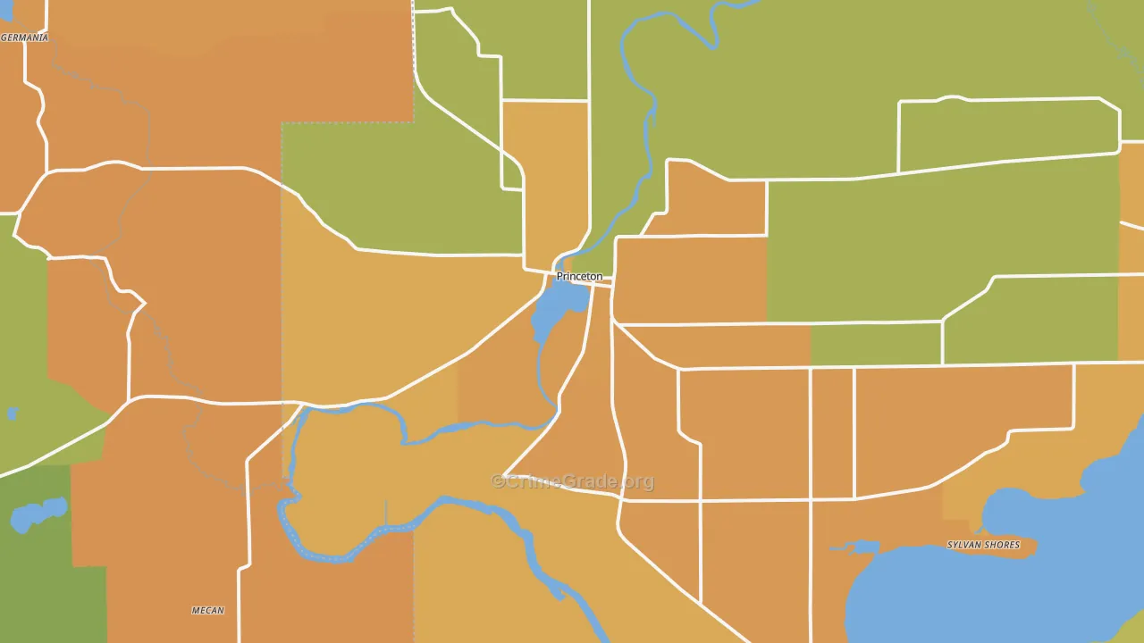 Princeton, WI Map of Murder Rates