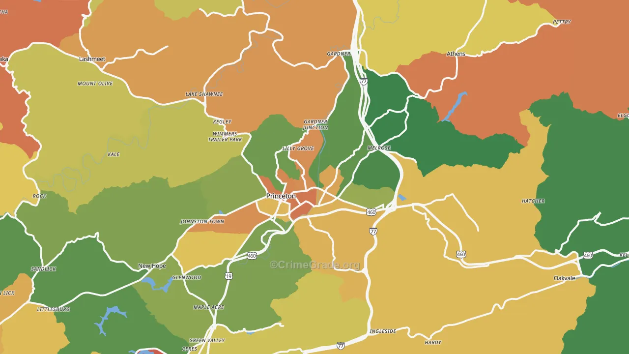 Princeton, WV Map of Murder Rates