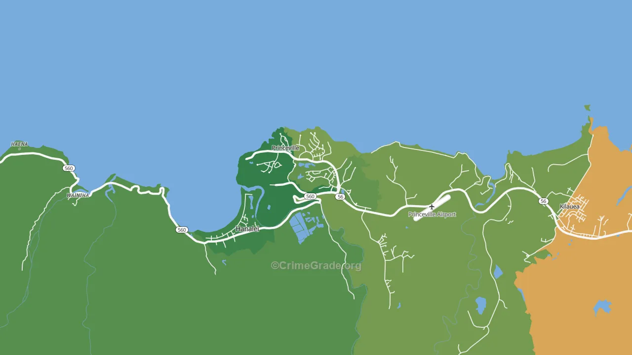 Princeville, HI Map of Murder Rates