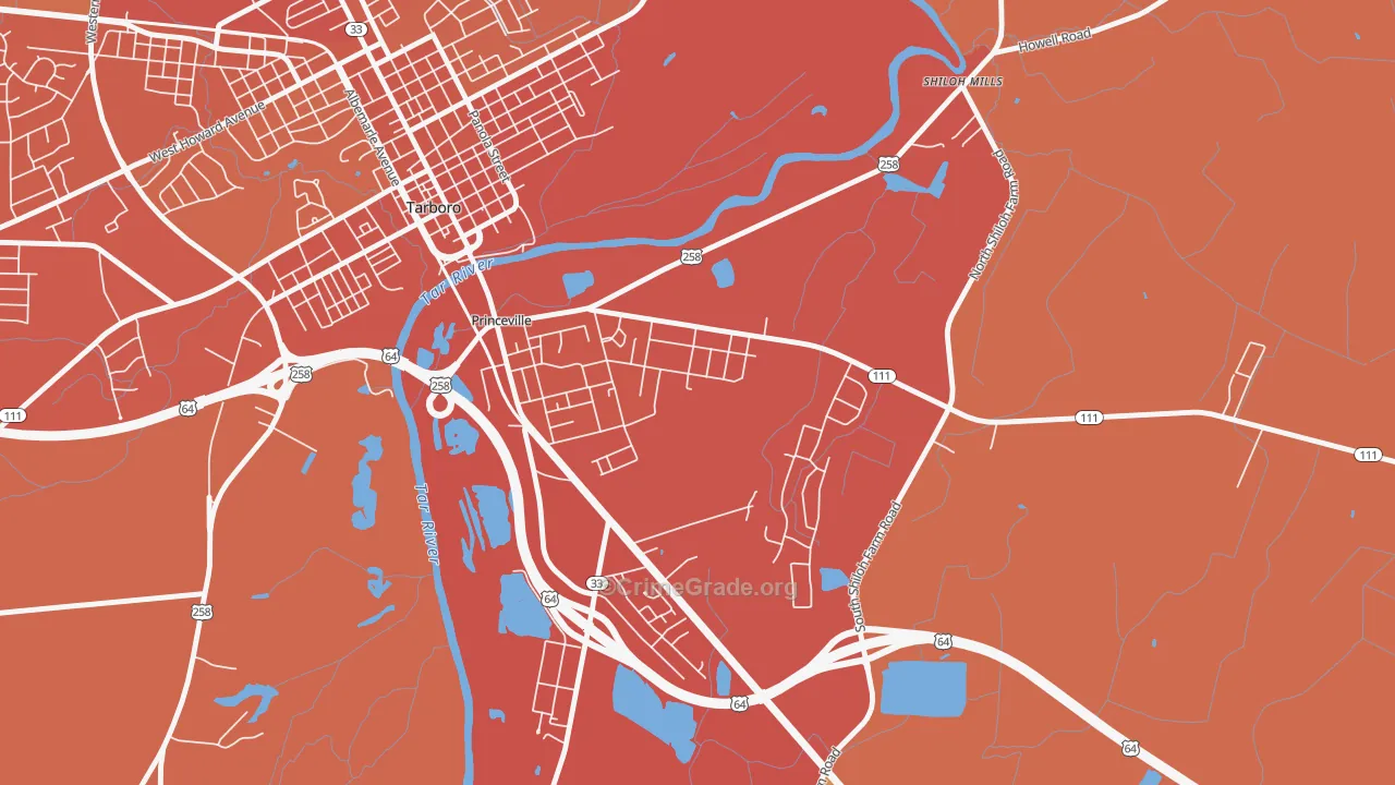 Princeville, NC Map of Murder Rates