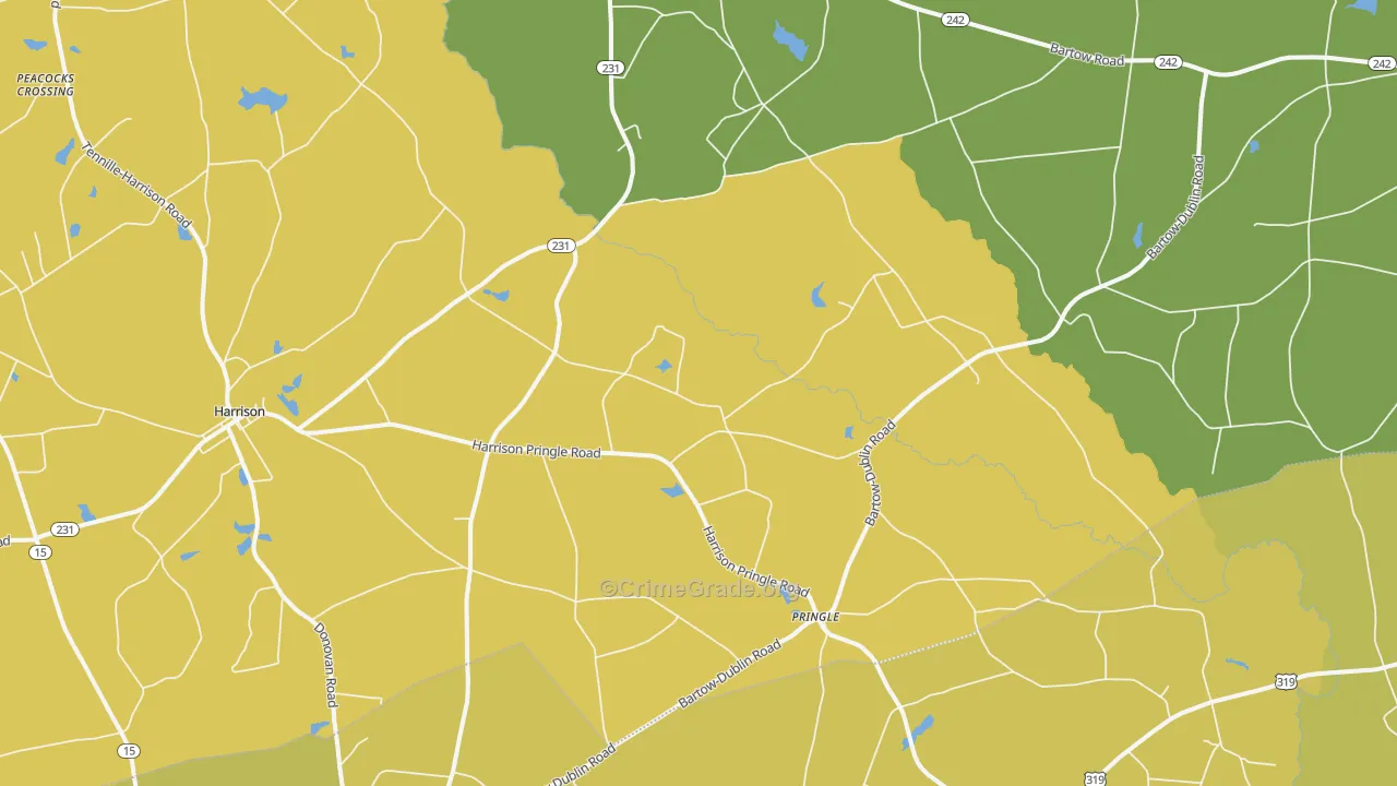 Pringle, GA Map of Murder Rates