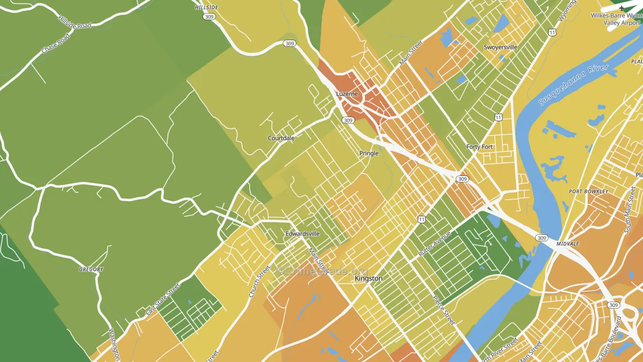 Pringle, PA Map of Murder Rates