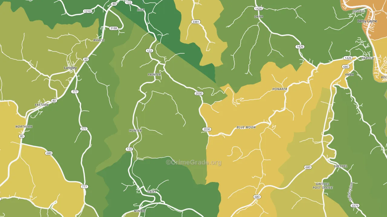 Printer, KY Map of Murder Rates