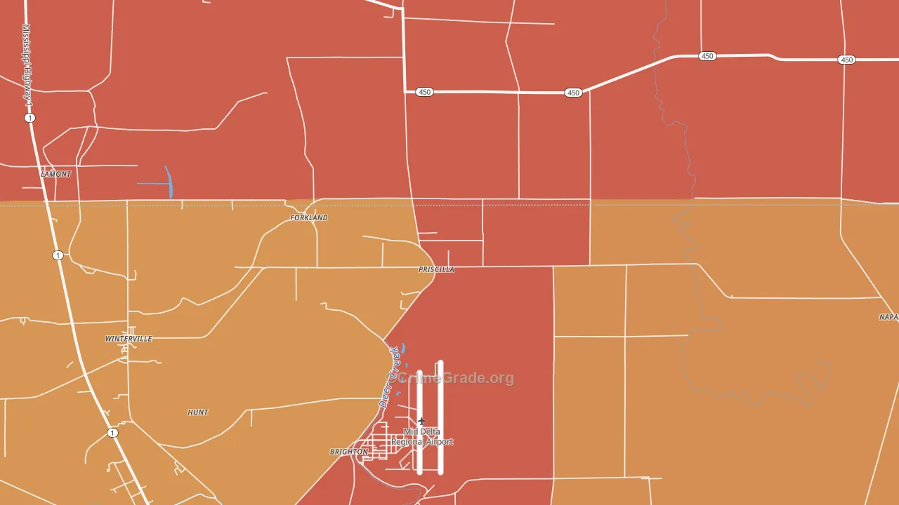 Priscilla, MS Map of Murder Rates
