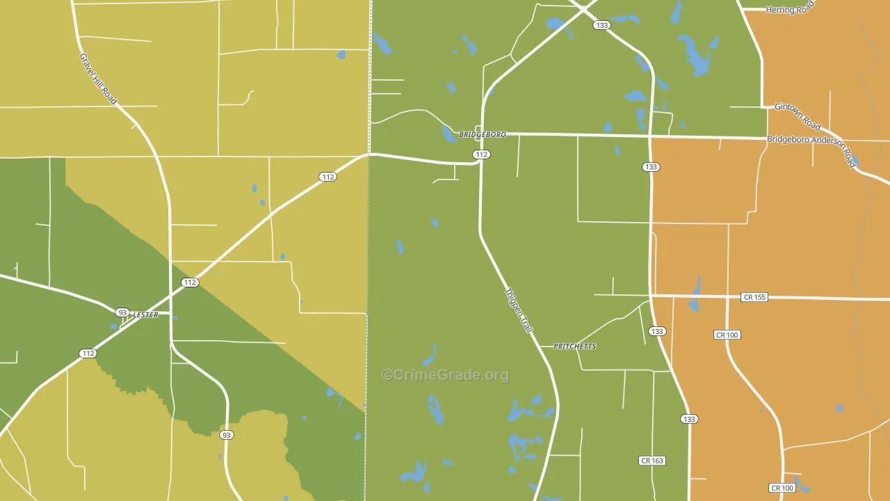 Pritchetts, GA Map of Murder Rates