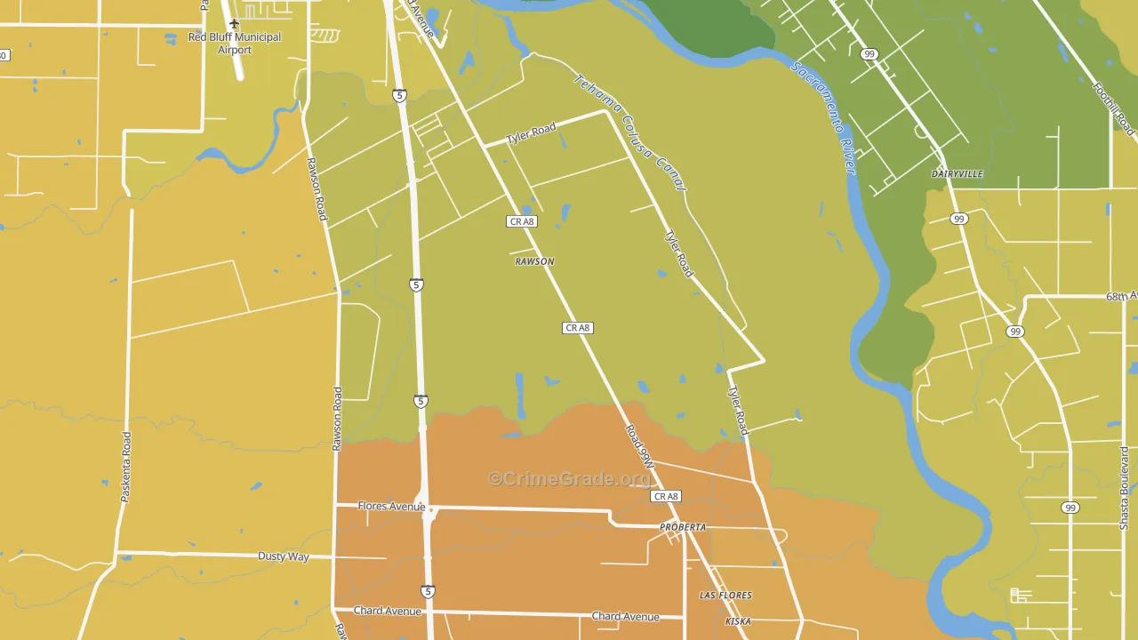 Proberta, CA Map of Murder Rates
