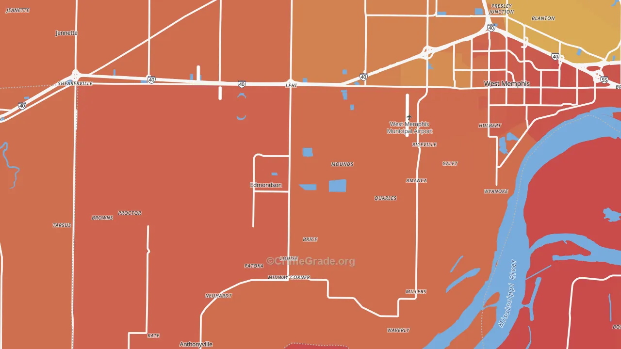 Proctor, AR Map of Murder Rates