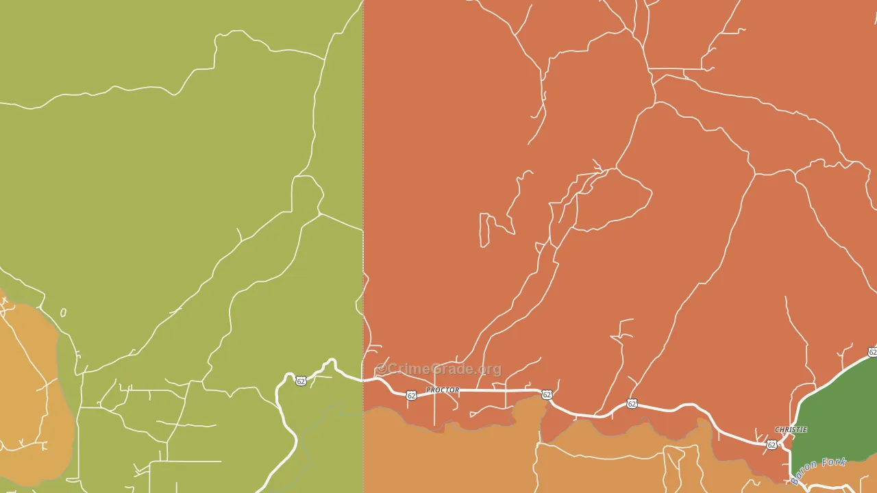 Proctor, OK Map of Murder Rates