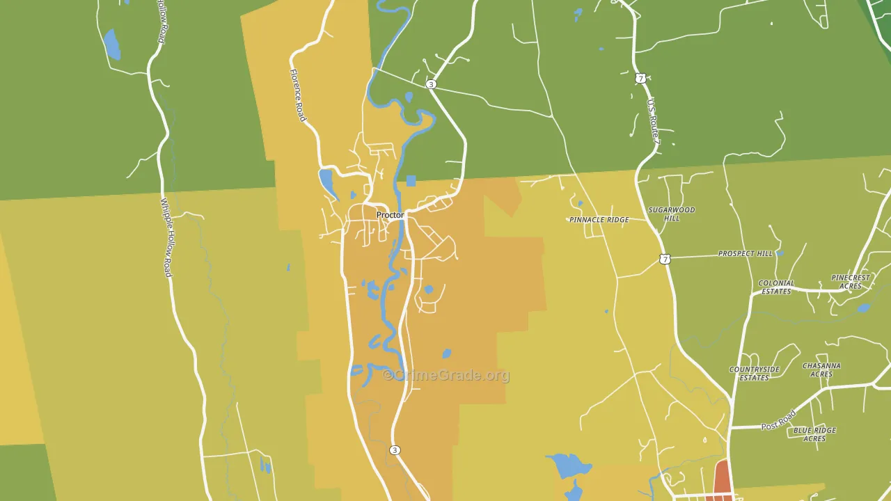 Proctor, VT Map of Murder Rates