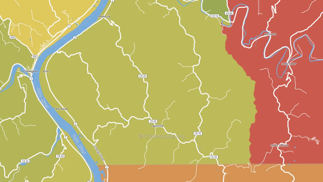 Proctor, WV Map of Murder Rates