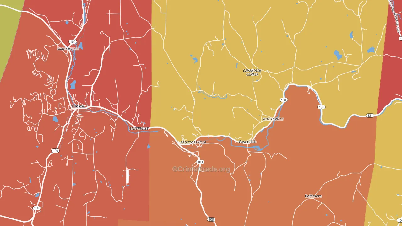 Proctorsville, VT Map of Murder Rates