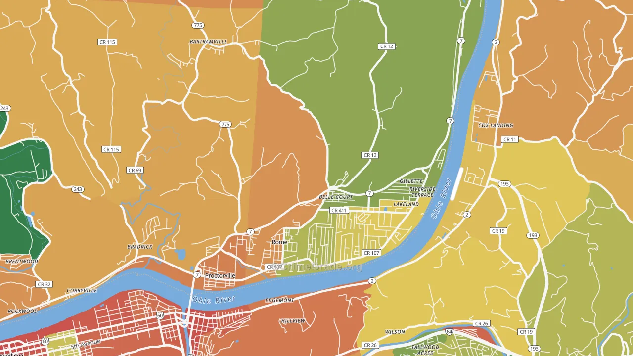 Proctorville, OH Map of Murder Rates